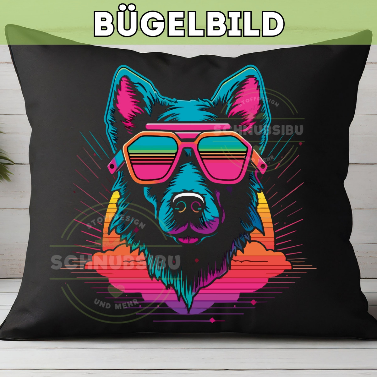 Bügelbild Neon Hund